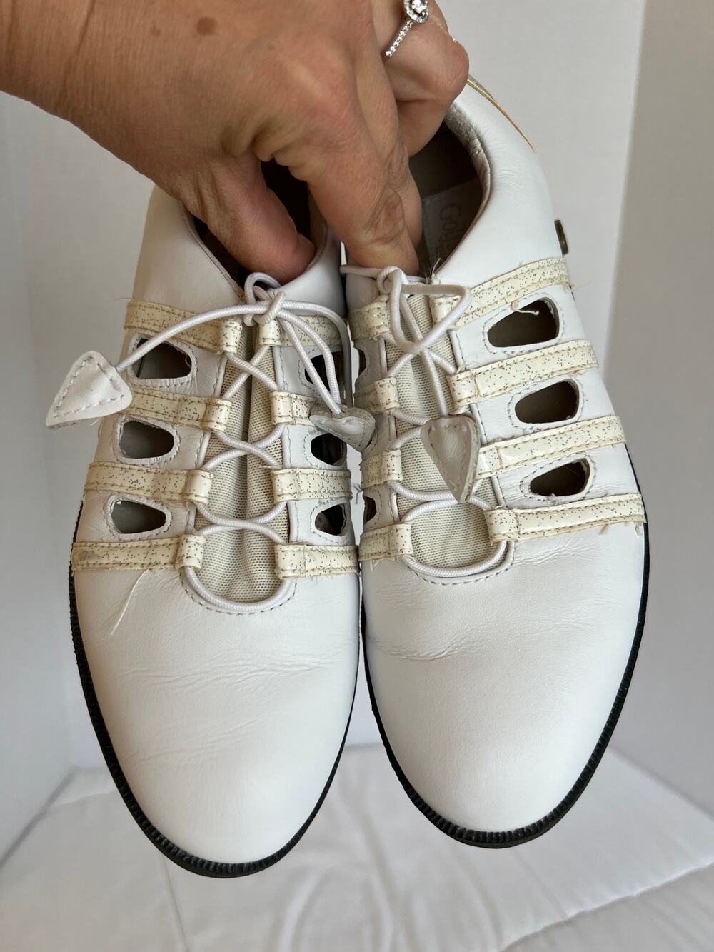 Golfstream Women's Golf Shoes Size 7 M White Leather Cutout Oxford‎ Athletic